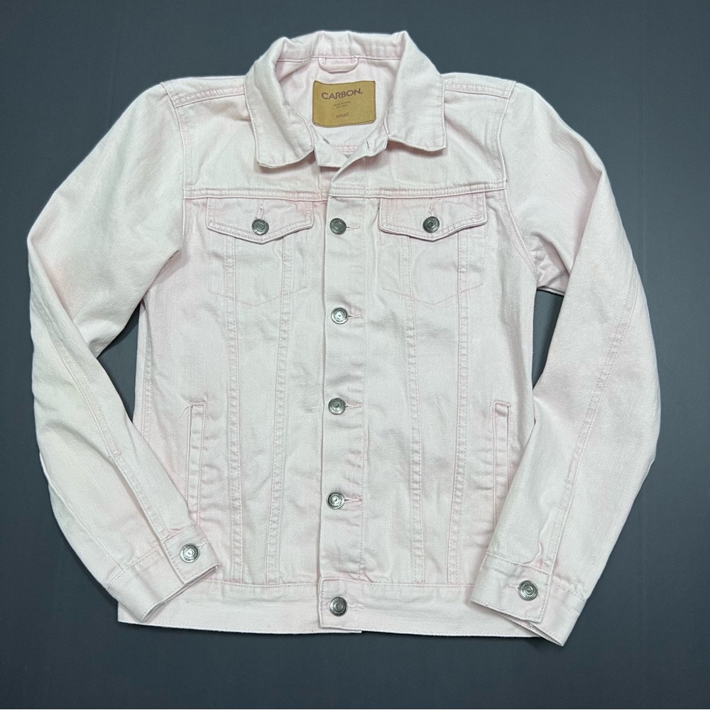 Carbon Blush Pink Denim Jacket Trucker Style Size Small